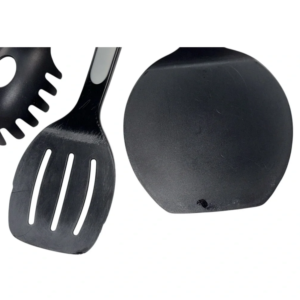 Calphalon 4-Pc Utensil Set Black/Gray Nylon Plastic Spoon Spatula Turner Pasta